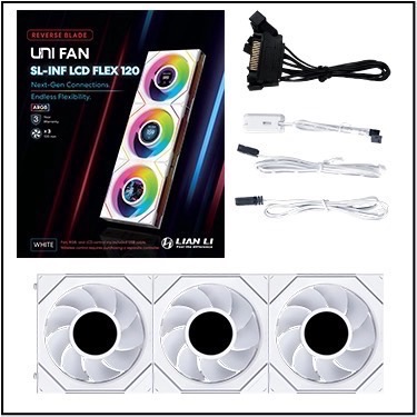 LIAN LI 聯力 UNI FAN SL-INF FLEX LCD 120 白色（正向/反向）-規格圖2
