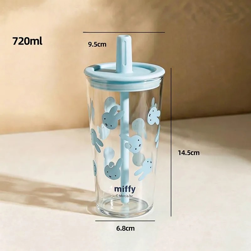 𝑯𝒖＇𝒔＞現貨｜Miffy 米飛兔吸管玻璃杯 720ml 冷熱隨行杯 吸管杯 玻璃杯 辦公必備-規格圖9