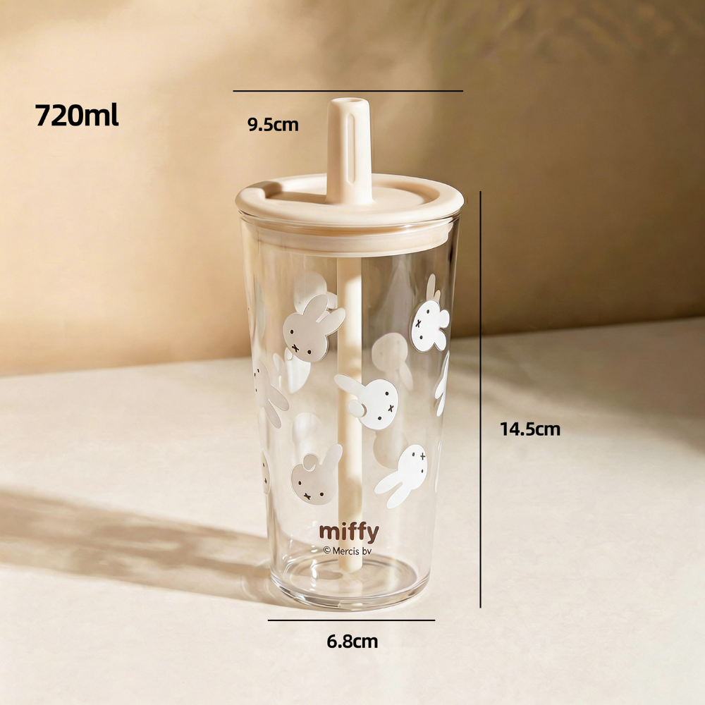 𝑯𝒖＇𝒔＞現貨｜Miffy 米飛兔吸管玻璃杯 720ml 冷熱隨行杯 吸管杯 玻璃杯 辦公必備-規格圖9