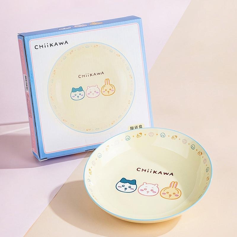 𝑯𝒖＇𝒔＞現貨｜chiikawa 吉伊卡哇正版代購 8吋 陶瓷盤 餐盤 盤子 圓盤 甜點盤 水果盤 八吋-細節圖6