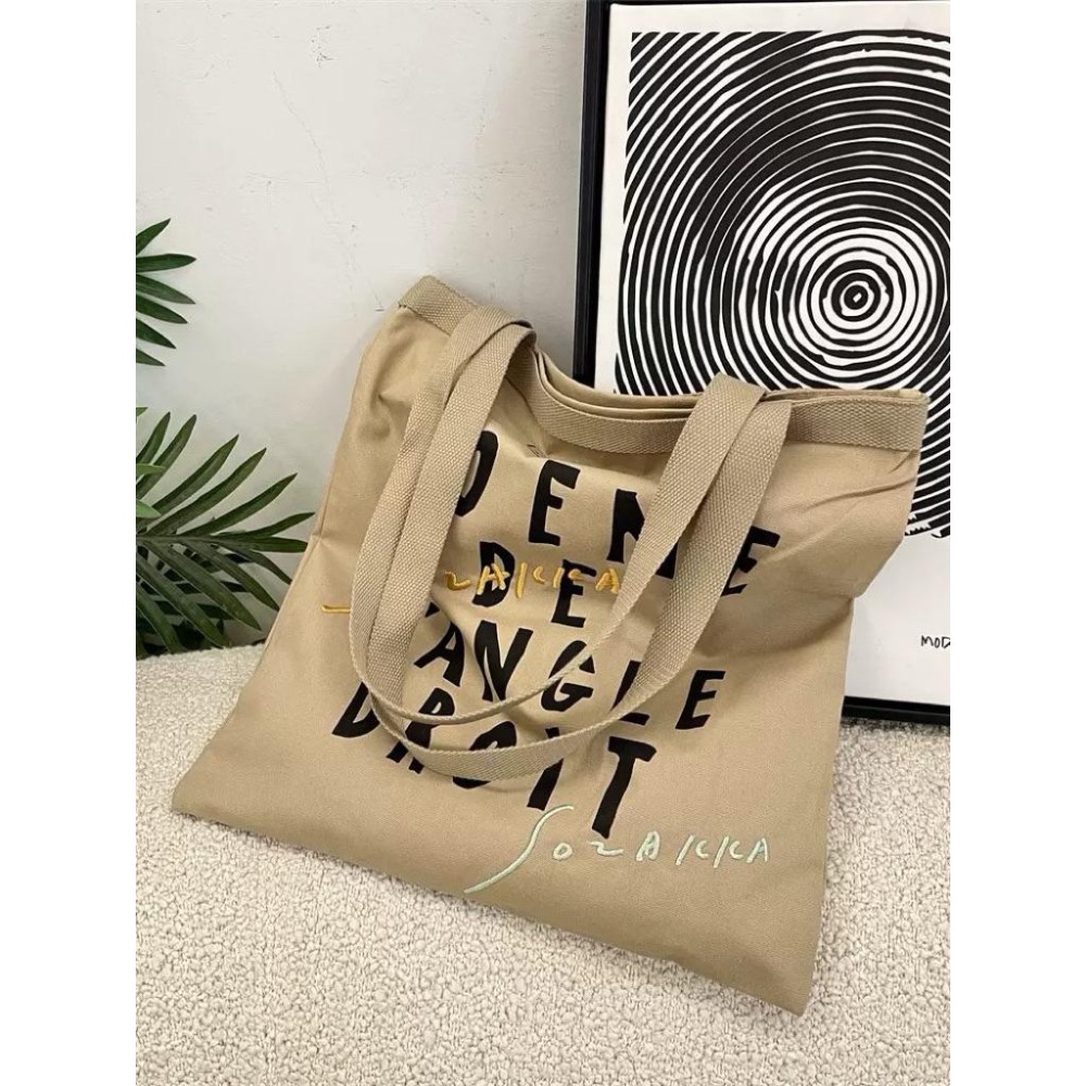 𝑯𝒖＇𝒔＞現貨｜日系文青刺繡文字兩用帆布包 14吋筆電 單肩 手提 學生黨必備 上班通勤包 上課包-細節圖8