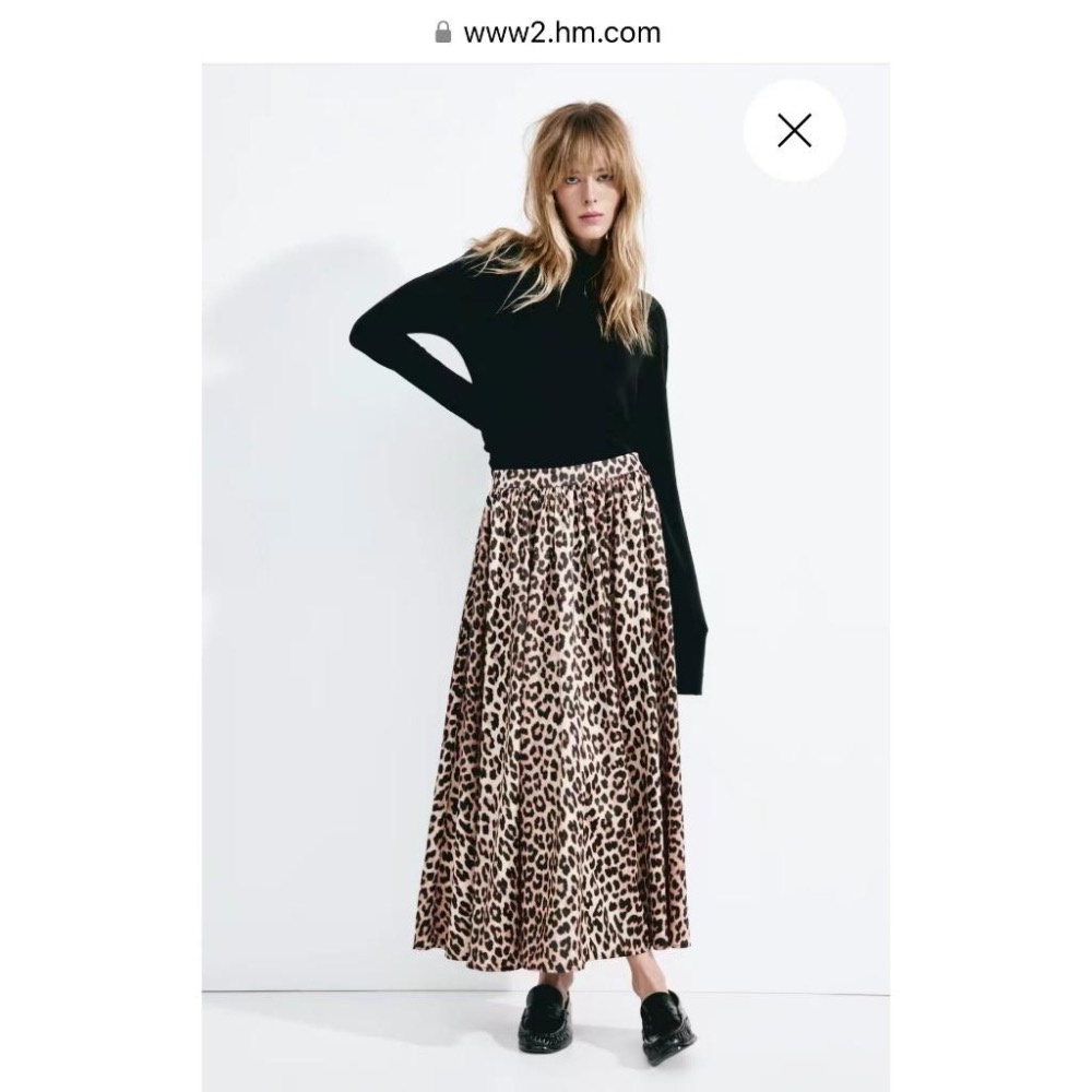 H&M 豹紋緞面長裙-細節圖2