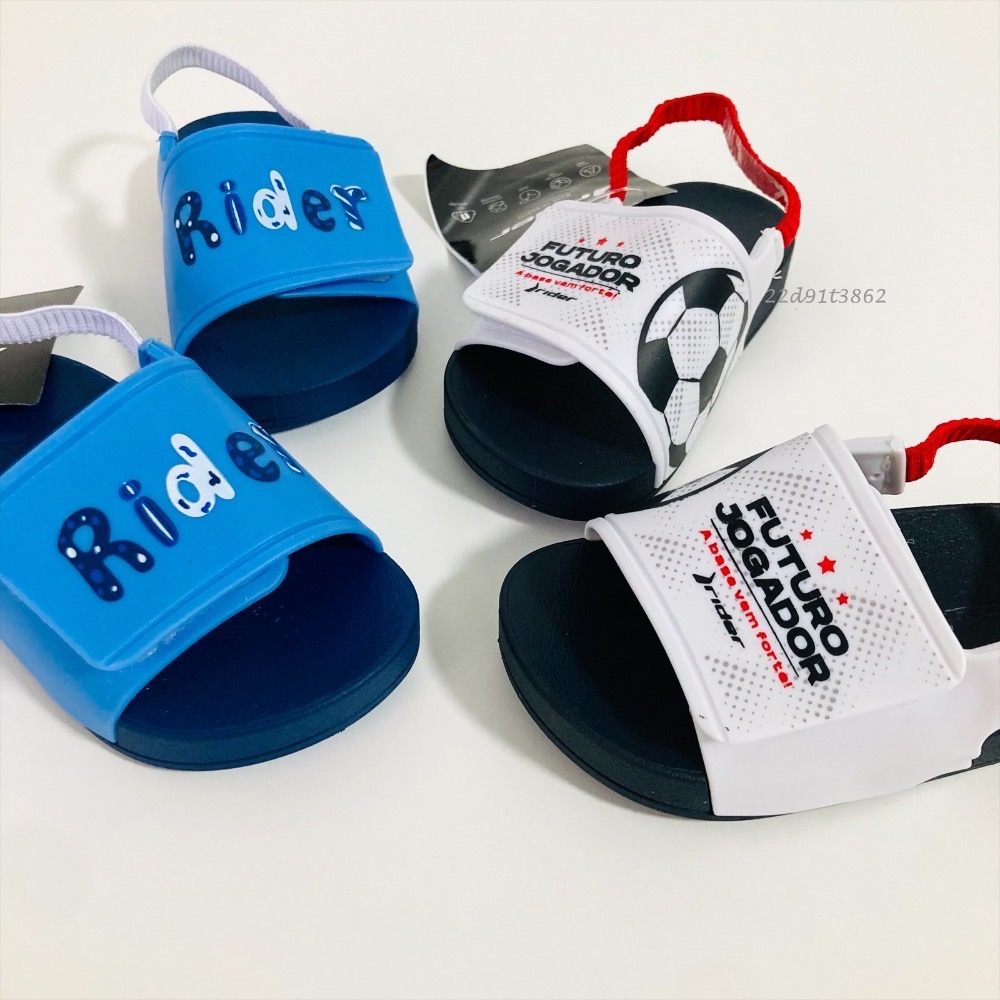 【現貨】RIDER FULL 86 SLIDE BABY 男童 寶寶 鬆緊帶 童趣字母印花 足球印花 魔鬼氈 一字涼鞋-細節圖5
