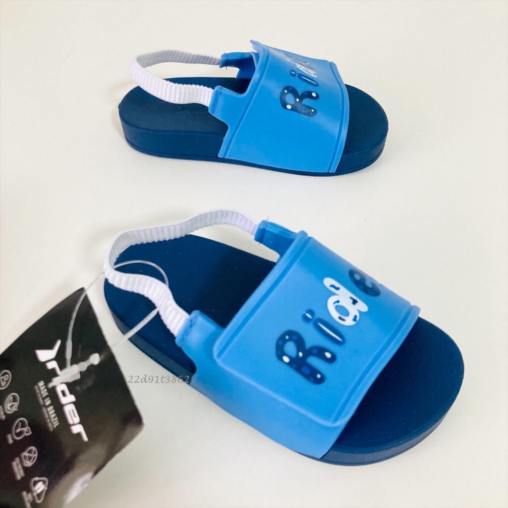 【現貨】RIDER FULL 86 SLIDE BABY 男童 寶寶 鬆緊帶 童趣字母印花 足球印花 魔鬼氈 一字涼鞋-細節圖7