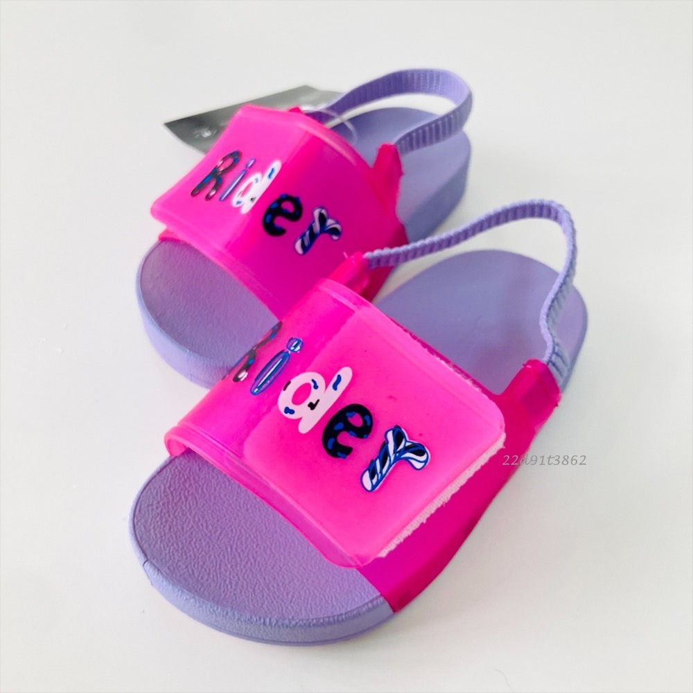 【現貨】RIDER FULL 86 SLIDE BABY 男童 寶寶 鬆緊帶 童趣字母印花 足球印花 魔鬼氈 一字涼鞋-細節圖8