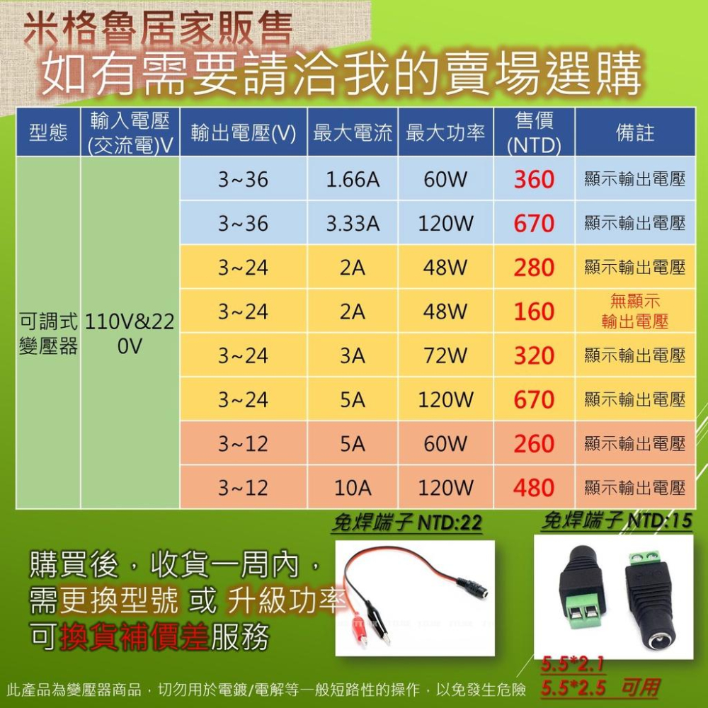 變壓器  4~12V 10A/ 120W 高功率可調變壓器/直流電源供應(附轉接頭)5.5*2.5mm接頭_當天出貨-細節圖4