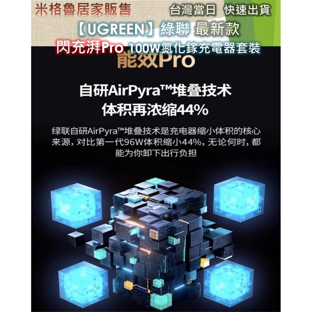 【UGREEN】 2024新款_綠聯閃充湃100W Pro氮化鎵充電器套裝桌充多口快充Type-C插線板適用蘋果手機NB-細節圖6