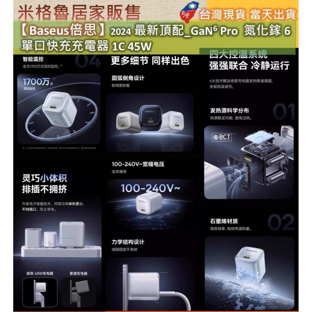 【Baseus倍思】2025 最新頂配_GaN6 Pro氮化鎵 6 單口快充充電器 1C 45W iPhone15~17-細節圖6