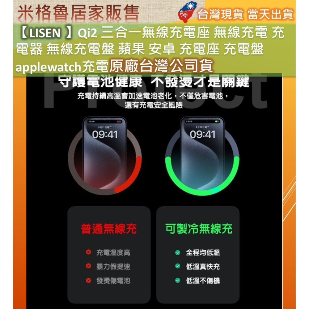【Lisen台灣公司貨】Qi2三合一無線充電座 無線充電 充電器 無線充電盤 蘋果 安卓 充電座 充電盤 apple w-細節圖8