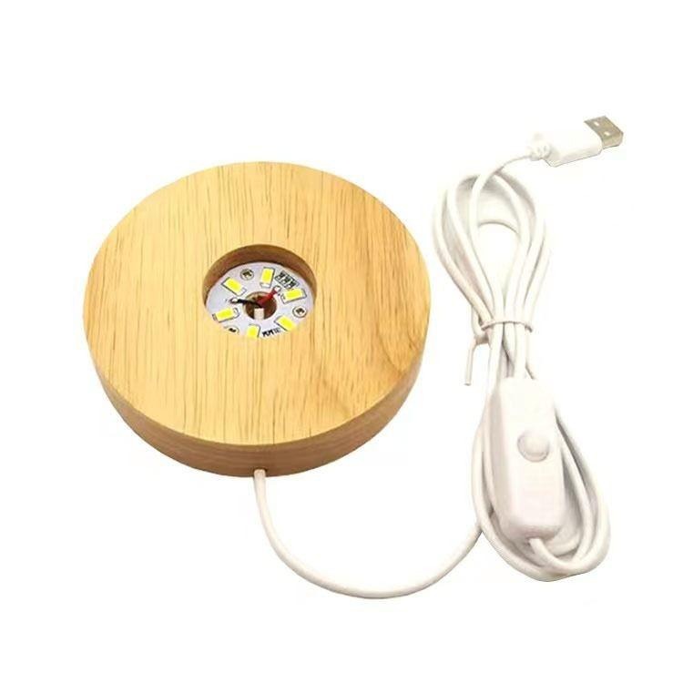 【*實木發光底座】實木 LED 燈座 水晶球 底座 發光底座 發光燈座 LED燈座 鹽燈 風水擺設 USB 七彩燈座-細節圖5