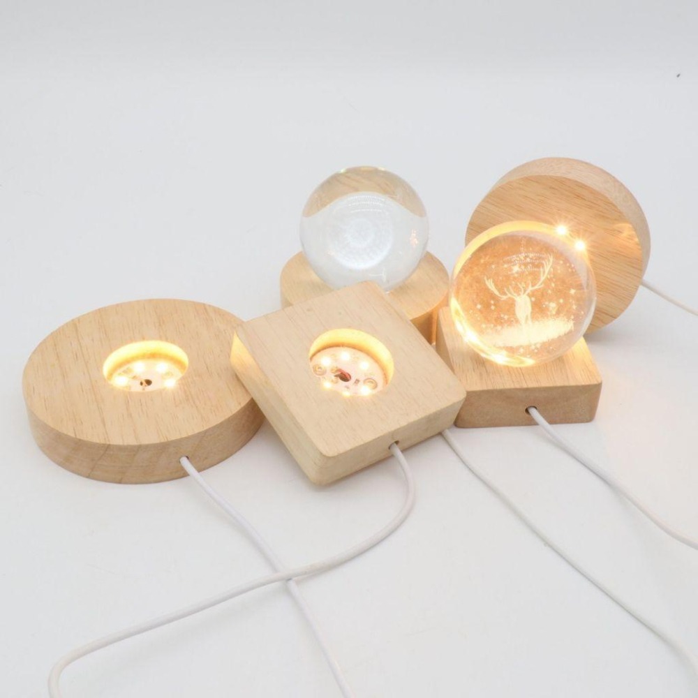 【*實木發光底座】實木 LED 燈座 水晶球 底座 發光底座 發光燈座 LED燈座 鹽燈 風水擺設 USB 七彩燈座-細節圖7