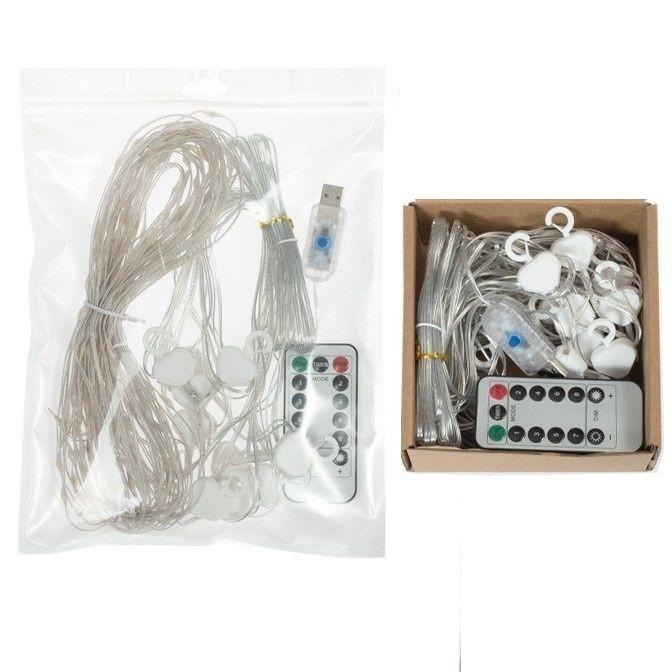 【*窗簾燈】浪漫窗簾燈 USB款　段閃爍模式 附贈遙控器 聖誕耶誕燈 瀑布燈 LED 螢火蟲燈串北歐風-細節圖2