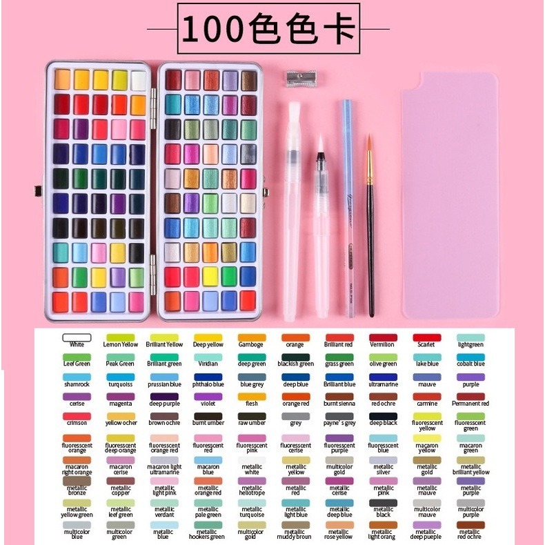 【*喬爾喬內螢光/珠光/金屬水彩套裝組】珠光 螢光 金屬色 水彩 美甲彩繪 固體顏料 塊狀水彩 水彩顏料 固態水彩-規格圖9
