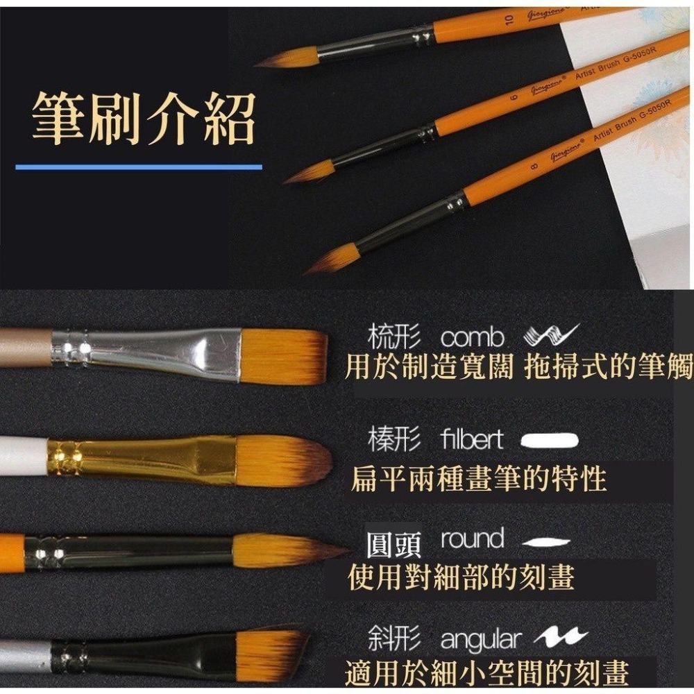 【喬爾喬內畫筆5支套裝】水彩 水粉 畫筆 尼龍毛 水彩筆 美術畫筆 尼龍筆 美術 繪畫 筆套裝 水彩筆-細節圖6
