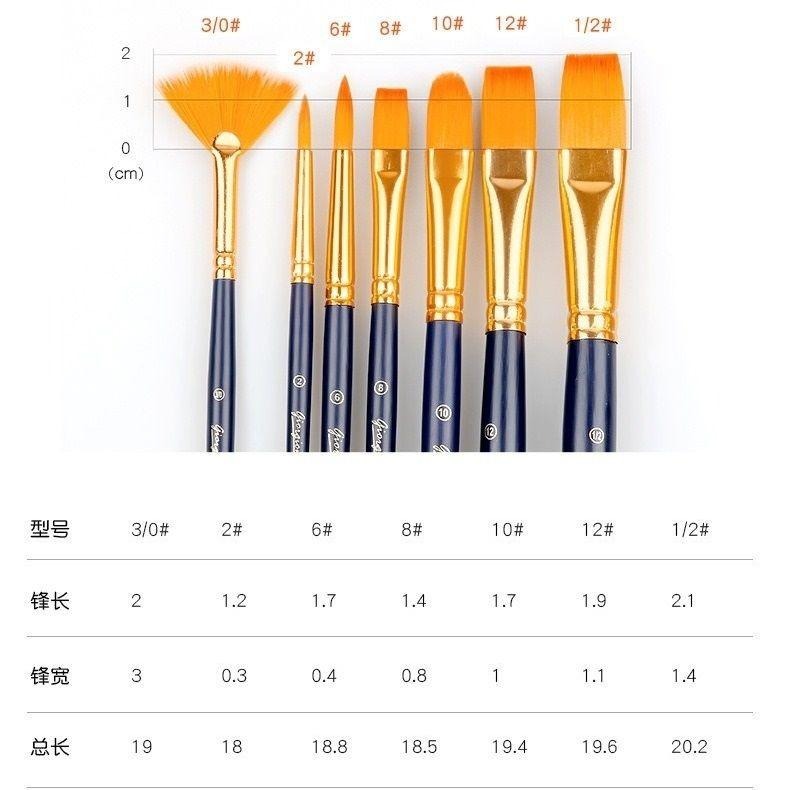 【喬爾喬內尼龍筆套裝】尼龍毛 長杆 水粉 水彩 丙烯 畫筆 油畫 丙烯畫刷 扇形筆-細節圖5