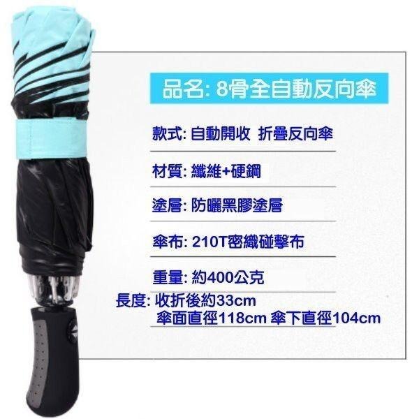 【自動開收反向傘】一鍵開啟 抗UV 自開自收 自動折疊傘 摺疊傘 自動傘 遮陽傘 防曬雨傘 雨傘-細節圖2