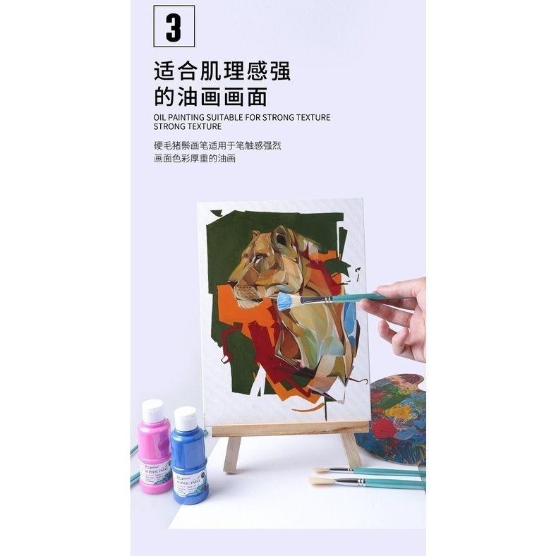 【喬爾喬內-豬鬃扇形筆-綠桿】豬鬃毛 長杆 水粉 水彩 丙烯 畫筆 油畫 丙烯畫刷 扇形筆-細節圖4