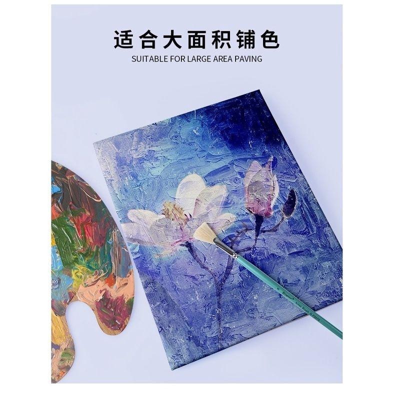 【喬爾喬內-豬鬃扇形筆-綠桿】豬鬃毛 長杆 水粉 水彩 丙烯 畫筆 油畫 丙烯畫刷 扇形筆-細節圖7