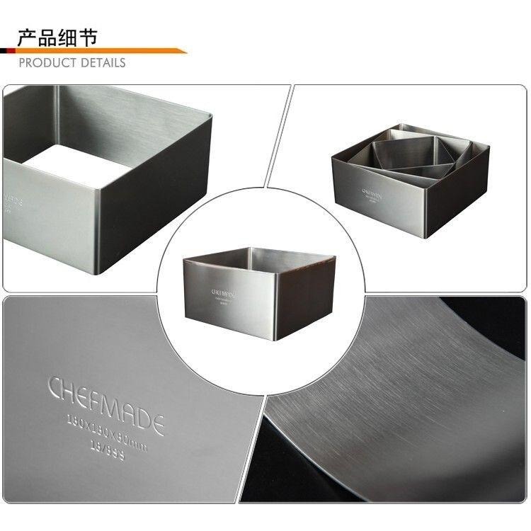 【*學廚WK9308-正方形慕斯圈10寸】不鏽鋼 慕斯圈 慕絲圈 蛋糕圈 慕斯模 麵包模具 烤箱用-細節圖4