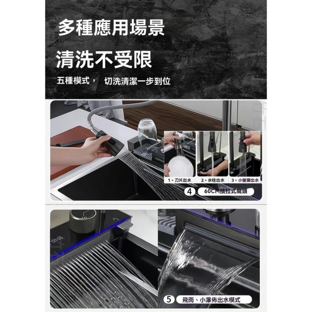 台中現貨【瀑布水槽】3mm厚 數顯 飛雨瀑布 廚房水槽 蜂窩壓紋 SUS304 廚房 大容量水槽 不鏽鋼 水槽-細節圖2
