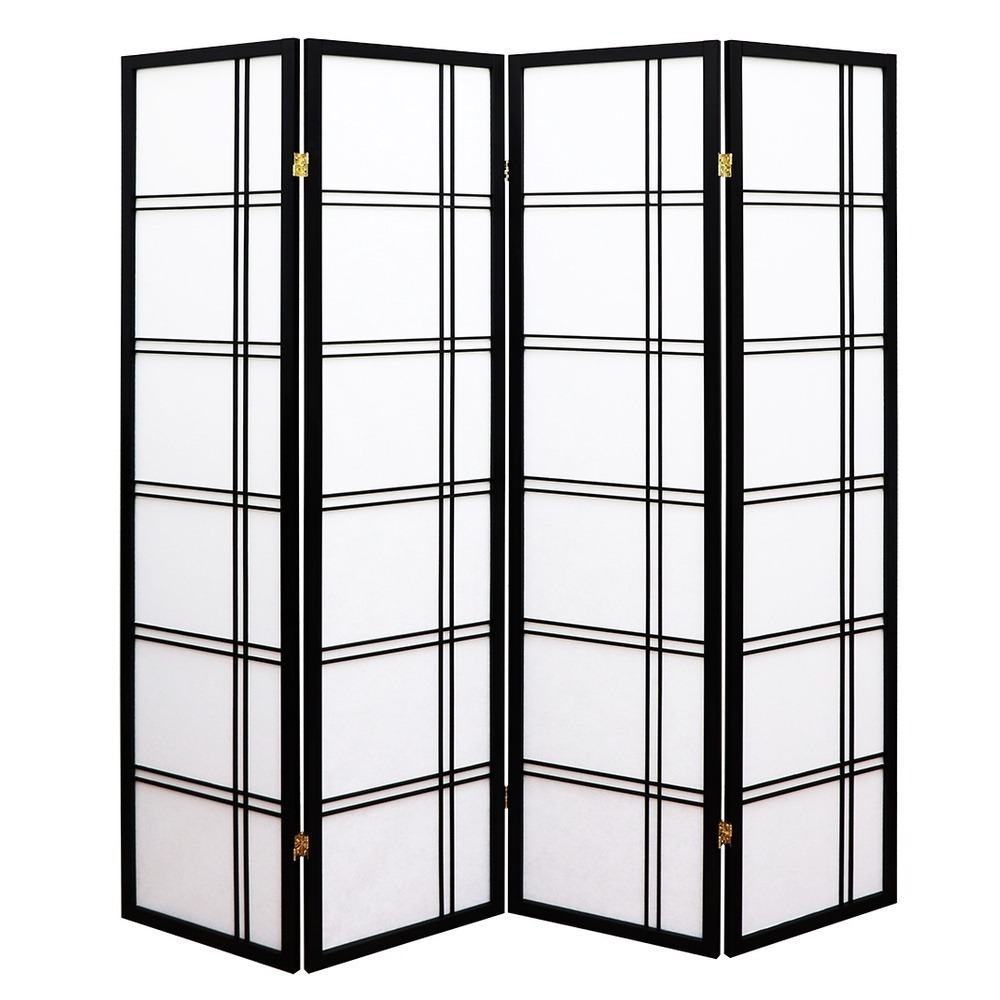 『全球生活家』快速出貨 MIT台灣製 178cm 日系簡約四片式實木屏風/玄關屏風-原木色/白色/黑色 PT807-規格圖5
