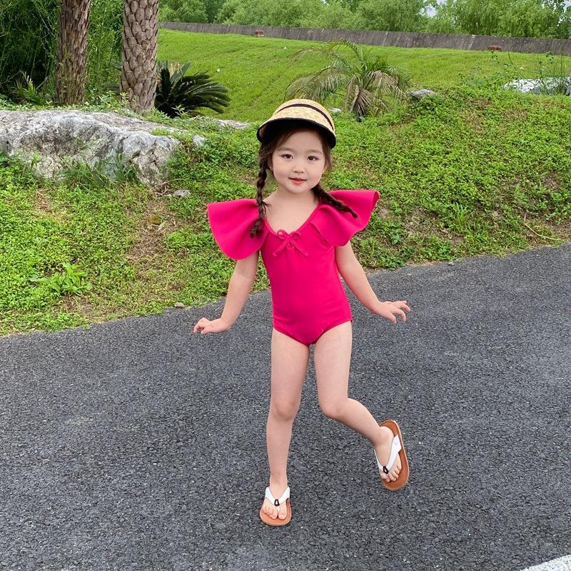 女童粉紅色連體泳衣☻韓版寶寶泳裝 溫泉泳衣-細節圖3