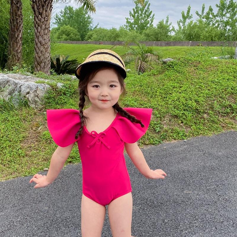 女童粉紅色連體泳衣☻韓版寶寶泳裝 溫泉泳衣-細節圖4