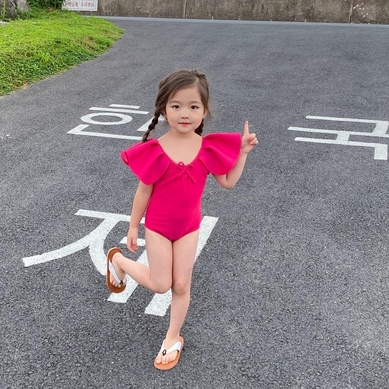 女童粉紅色連體泳衣☻韓版寶寶泳裝 溫泉泳衣-細節圖5