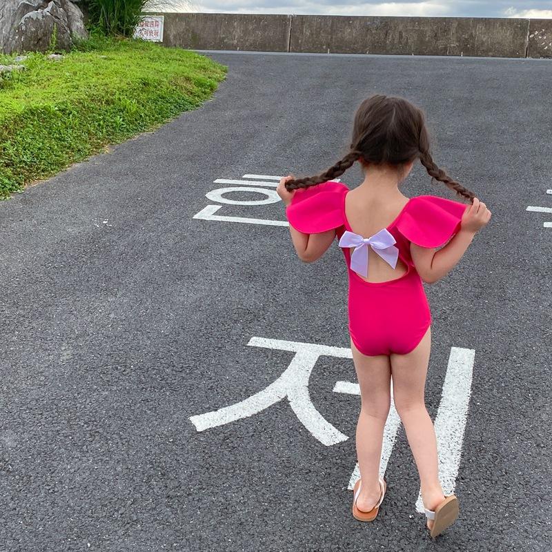 女童粉紅色連體泳衣☻韓版寶寶泳裝 溫泉泳衣-細節圖6