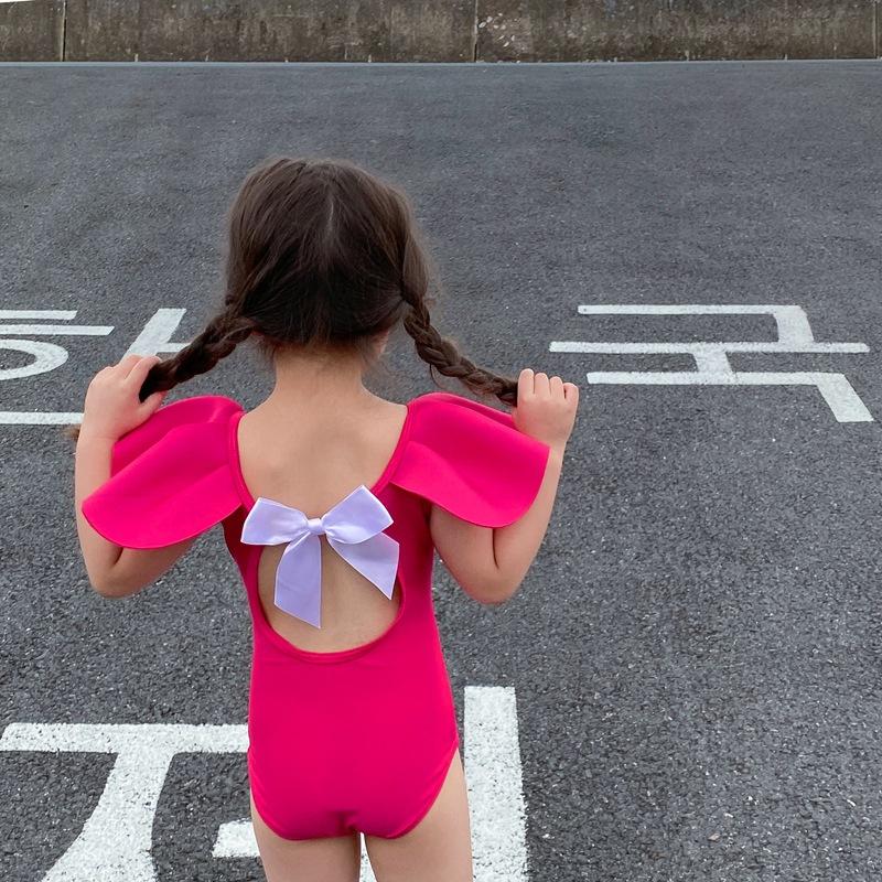 女童粉紅色連體泳衣☻韓版寶寶泳裝 溫泉泳衣-細節圖7