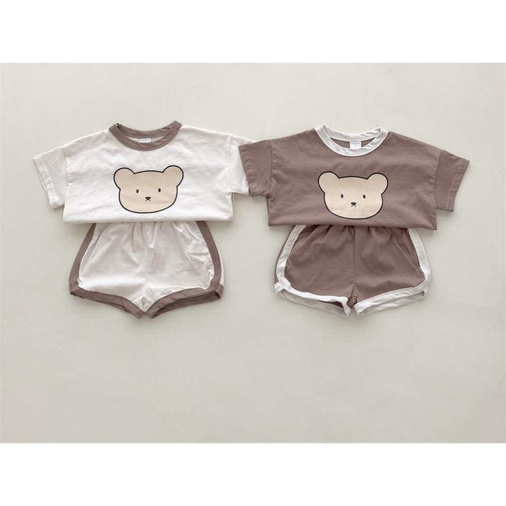 卡通小熊休閒短袖套裝 寶寶可愛舒服T恤+短褲 INS夏裝 韓版嬰幼童裝-細節圖2