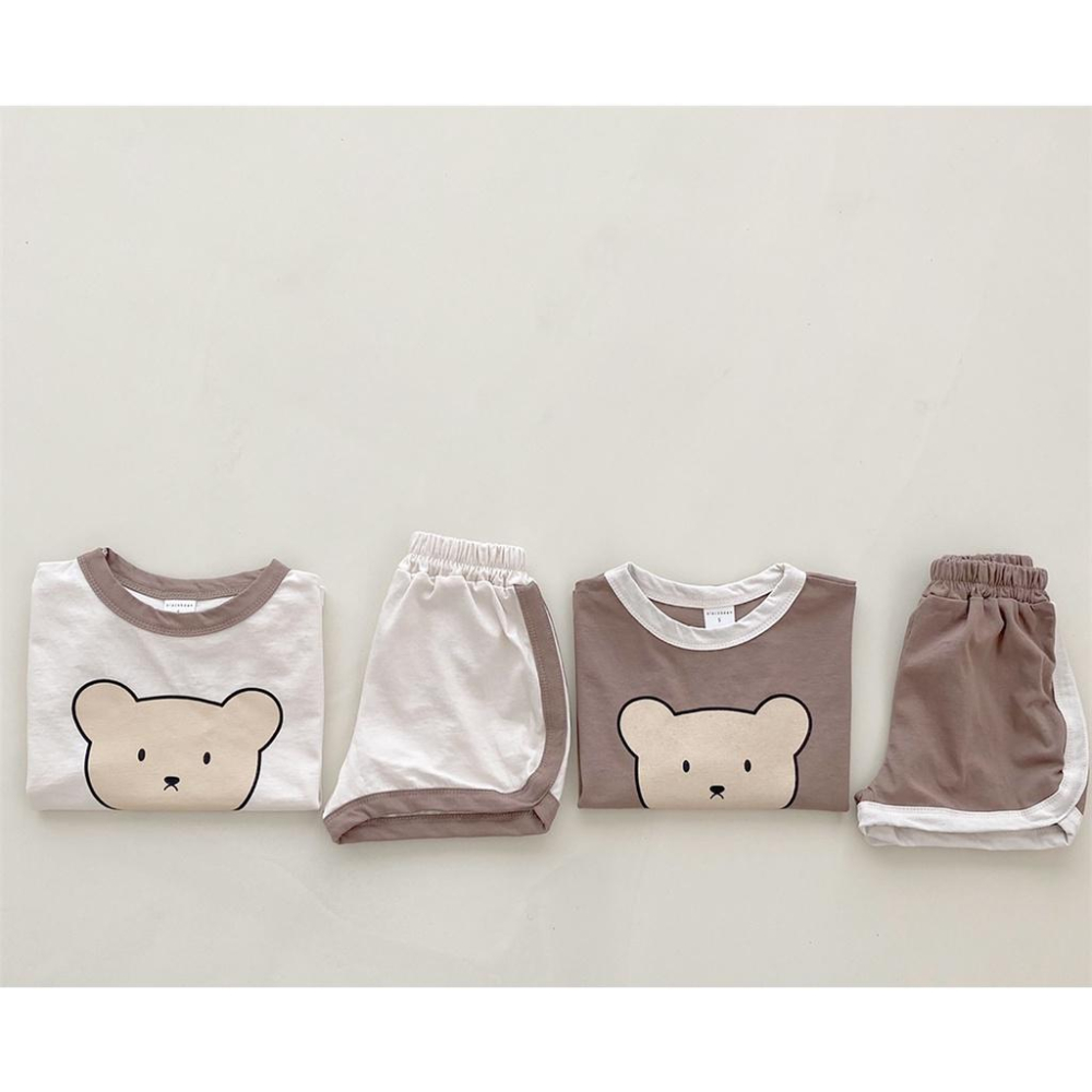 卡通小熊休閒短袖套裝 寶寶可愛舒服T恤+短褲 INS夏裝 韓版嬰幼童裝-細節圖4