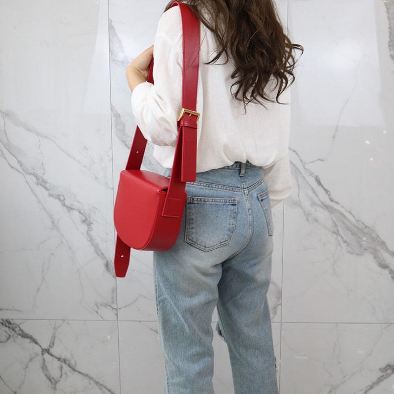 寬肩帶馬鞍包 單肩包 側背包 包包 休閒-細節圖7