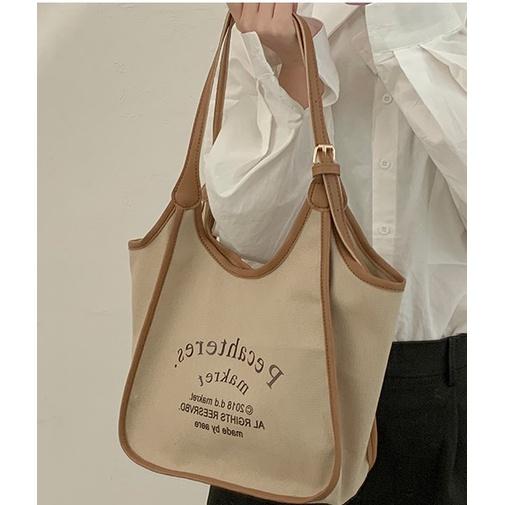 2色☻字母帆布包包☻百搭托特包☻大容量☻單肩腋下包-細節圖3