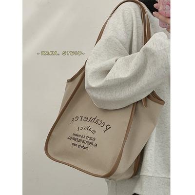 2色☻字母帆布包包☻百搭托特包☻大容量☻單肩腋下包-細節圖4