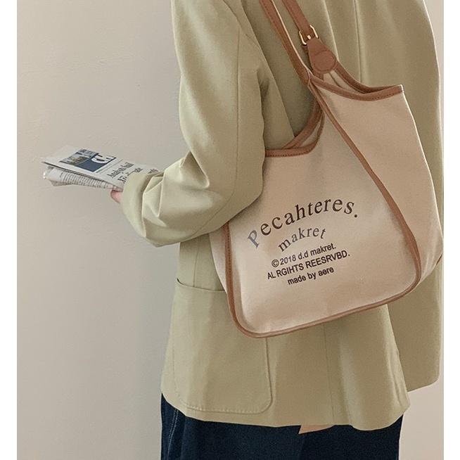 2色☻字母帆布包包☻百搭托特包☻大容量☻單肩腋下包-細節圖6