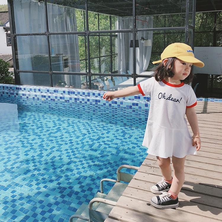 女童連衣裙 童裙 韓版兒童短袖裙 可愛棒球裙 夏季新款 寶寶裙子-細節圖2