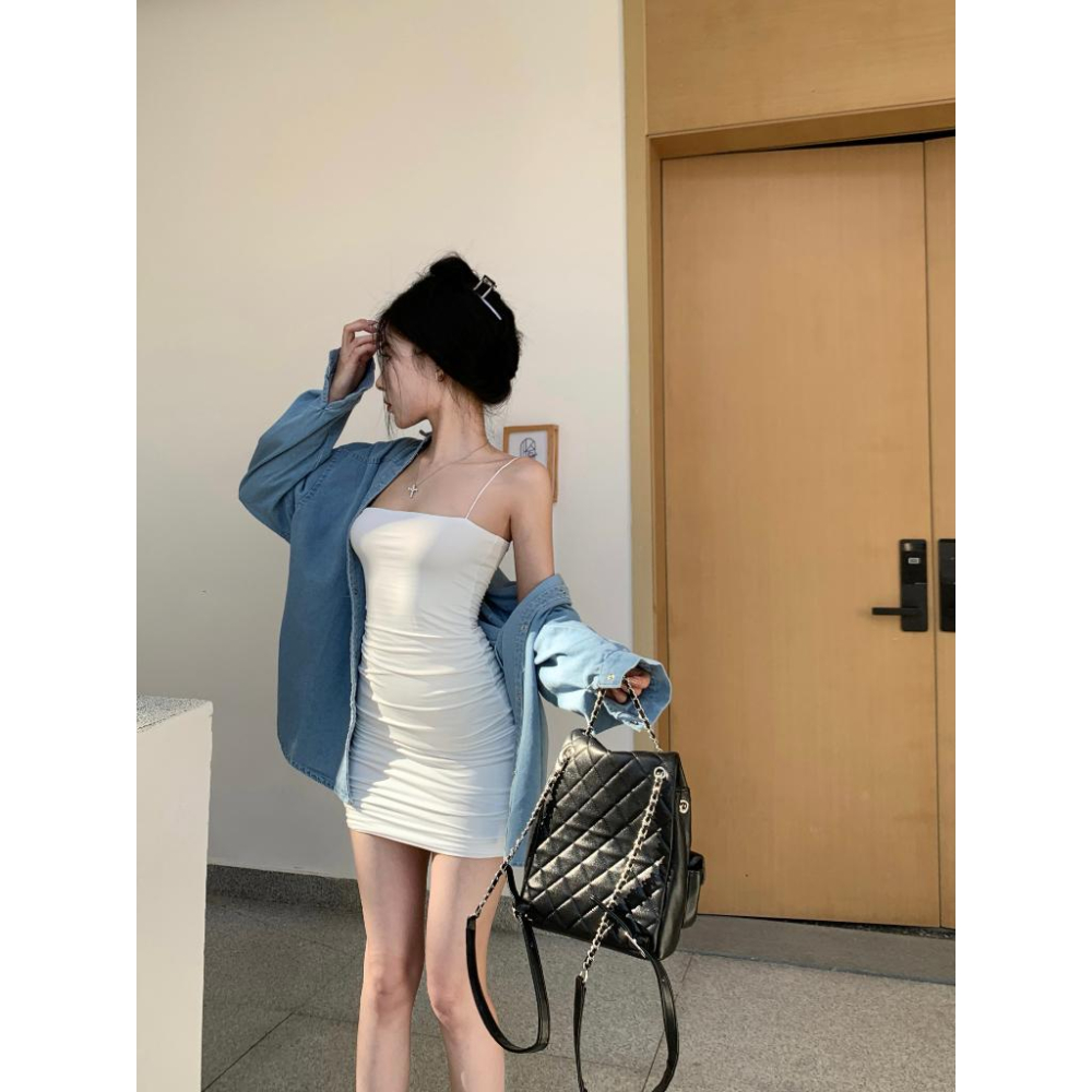 復古藍色牛仔襯衫外套☻秋季寬鬆休閒款襯衣-細節圖4