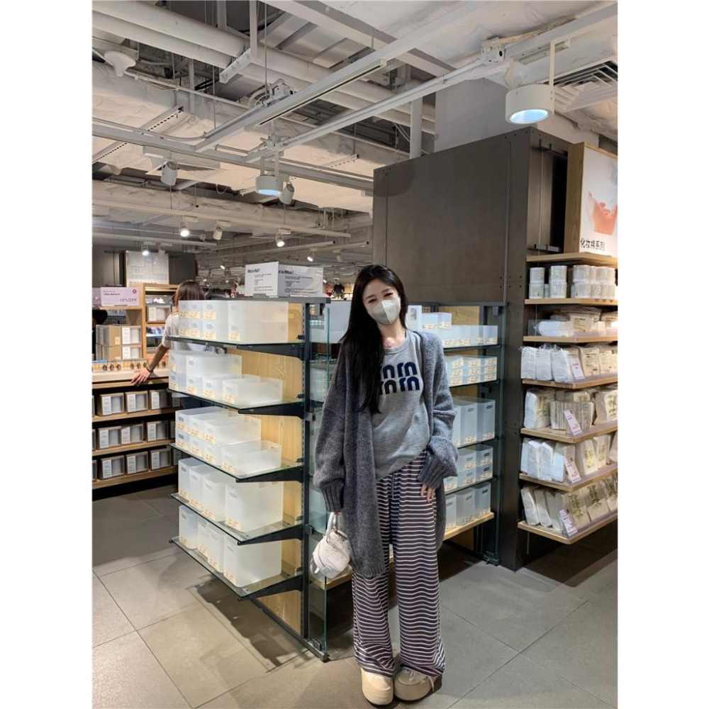 慵懶風灰色毛衣外套☻秋季針織中長款寬鬆外套-細節圖7