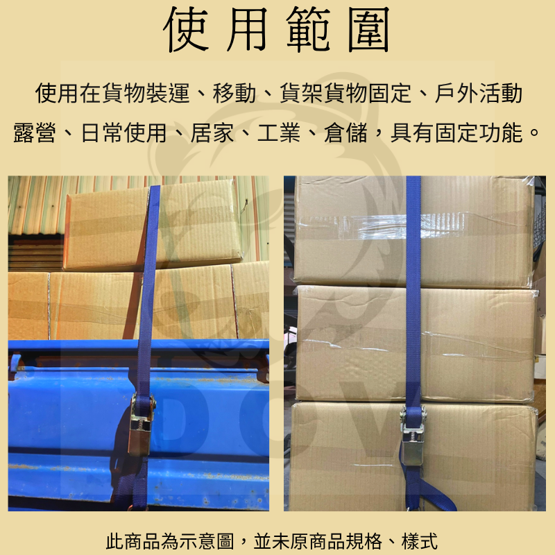 多夫【Dov Strap】 布猴 拉緊器 1＂ 無鉤款 貨物綑綁帶 包膠款 0.8噸 捆綁帶 輕型 綑綁帶 車頂架-細節圖9