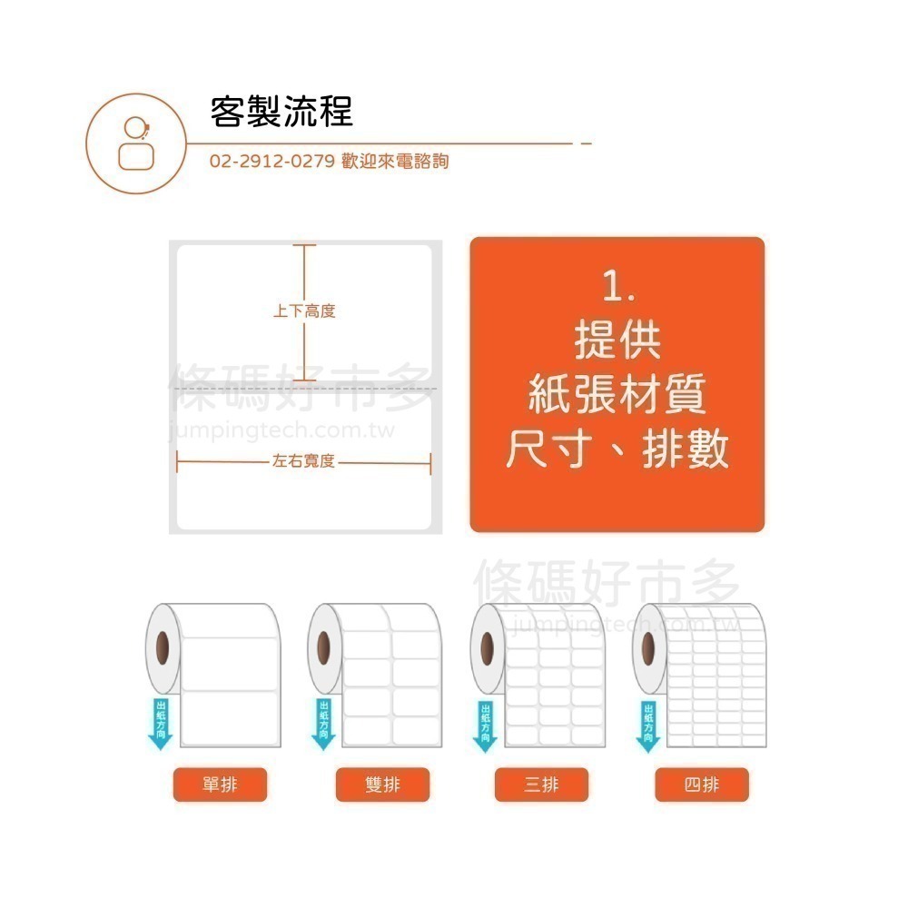 條碼好市多 單排銅版貼紙寬2-11cm1吋紙芯搭配蠟基混合碳帶列印熱轉印條碼機不防水撕的破G500/247/345-細節圖2