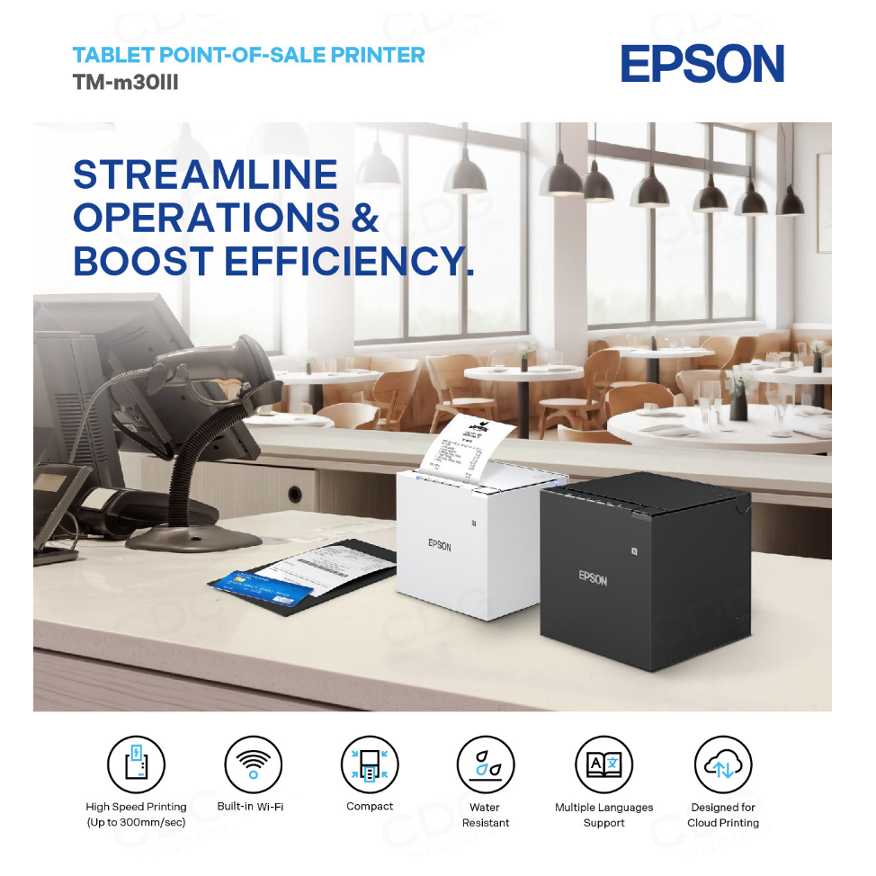 條碼好市多 EPSON TM-M30iii熱感出單機USB+LAN USB+LAN+WIFI+BT二種界面電子發票黑白色-細節圖2