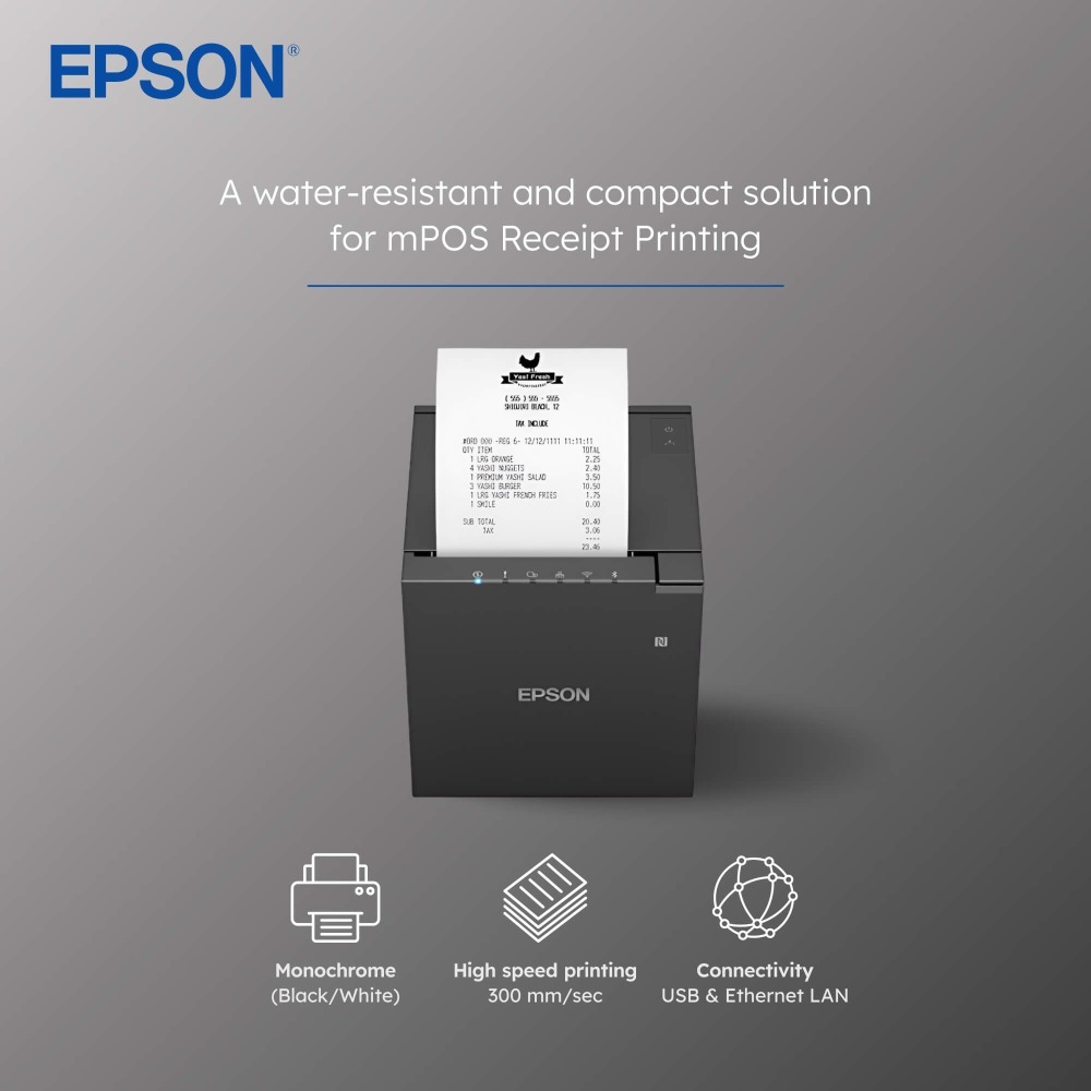 條碼好市多 EPSON TM-M30iii熱感出單機USB+LAN USB+LAN+WIFI+BT二種界面電子發票黑白色-細節圖10