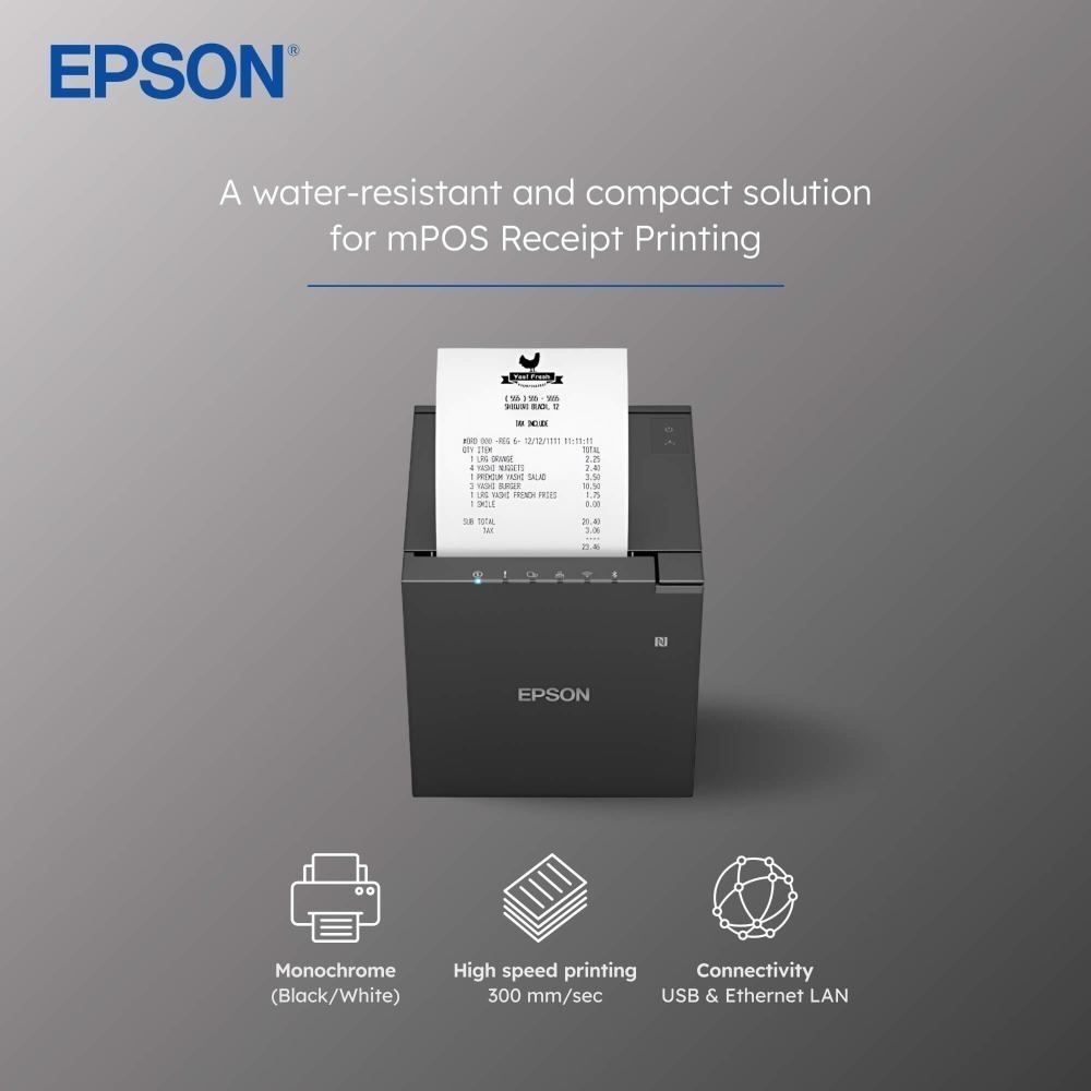 條碼好市多 EPSON TM-M30iii熱感出單機USB+LAN USB+LAN+WIFI+BT二種界面電子發票黑白色-細節圖10