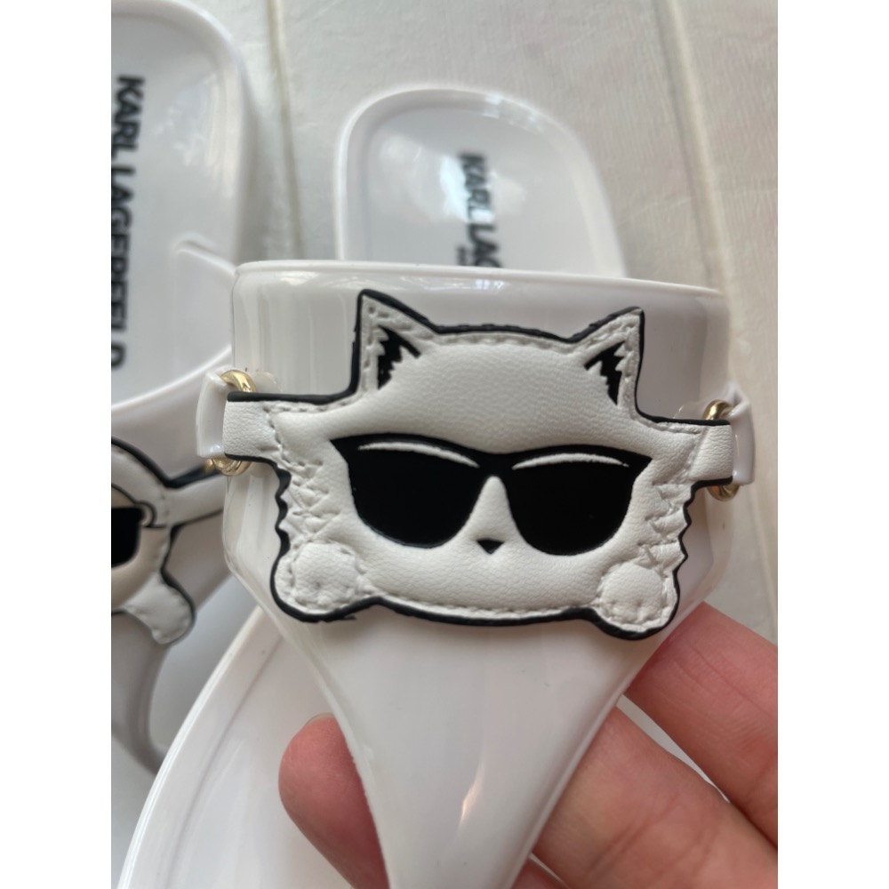 Karl Lagerfeld 拖鞋 涼鞋 老佛爺 白色 貓咪-細節圖4