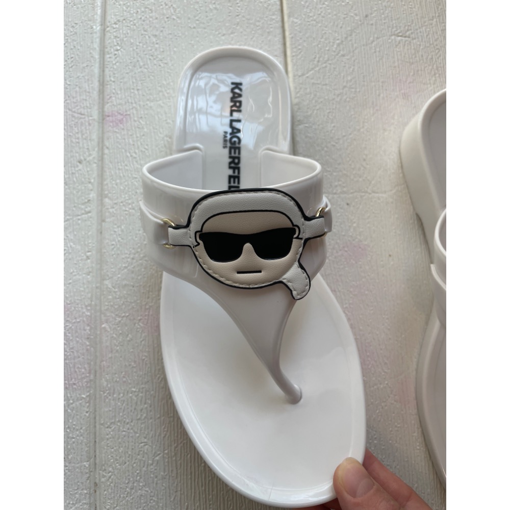 Karl Lagerfeld 拖鞋 涼鞋 老佛爺 白色 貓咪-細節圖5