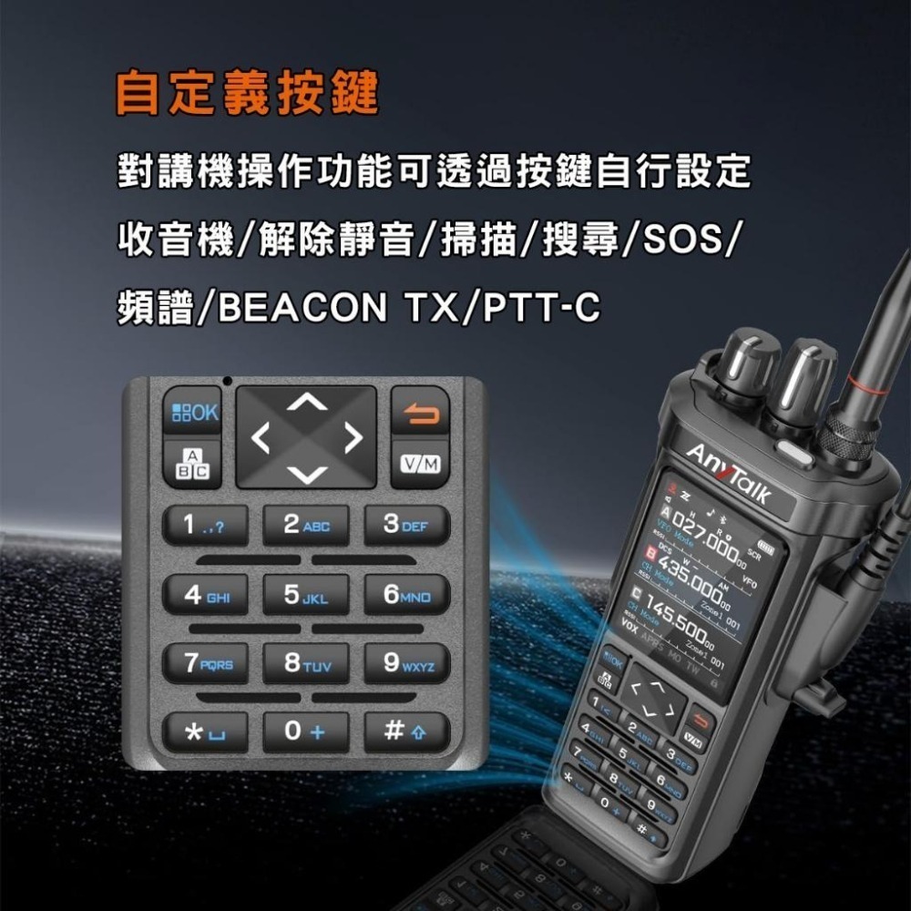 【AnyTalk】RT-950PRO 10W 三等業餘無線對講機 三頻段 航空 APRS GPS 一鍵對頻-細節圖7