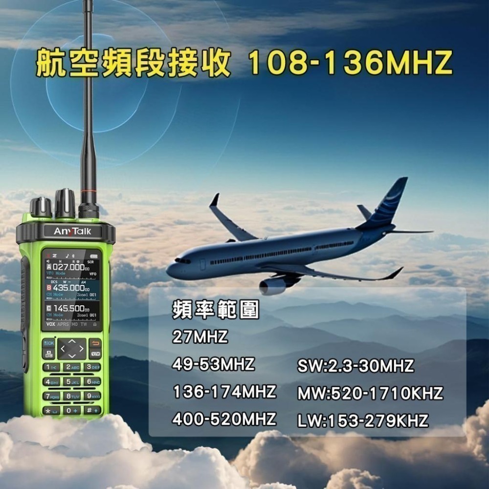 【AnyTalk】RT-950PRO 10W 三等業餘無線對講機 三頻段 航空 APRS GPS 一鍵對頻-細節圖4