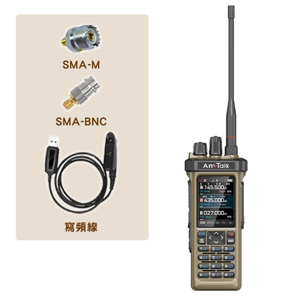 【AnyTalk】RT-950PRO 10W 三等業餘無線對講機 三頻段 航空 APRS GPS 一鍵對頻-規格圖8