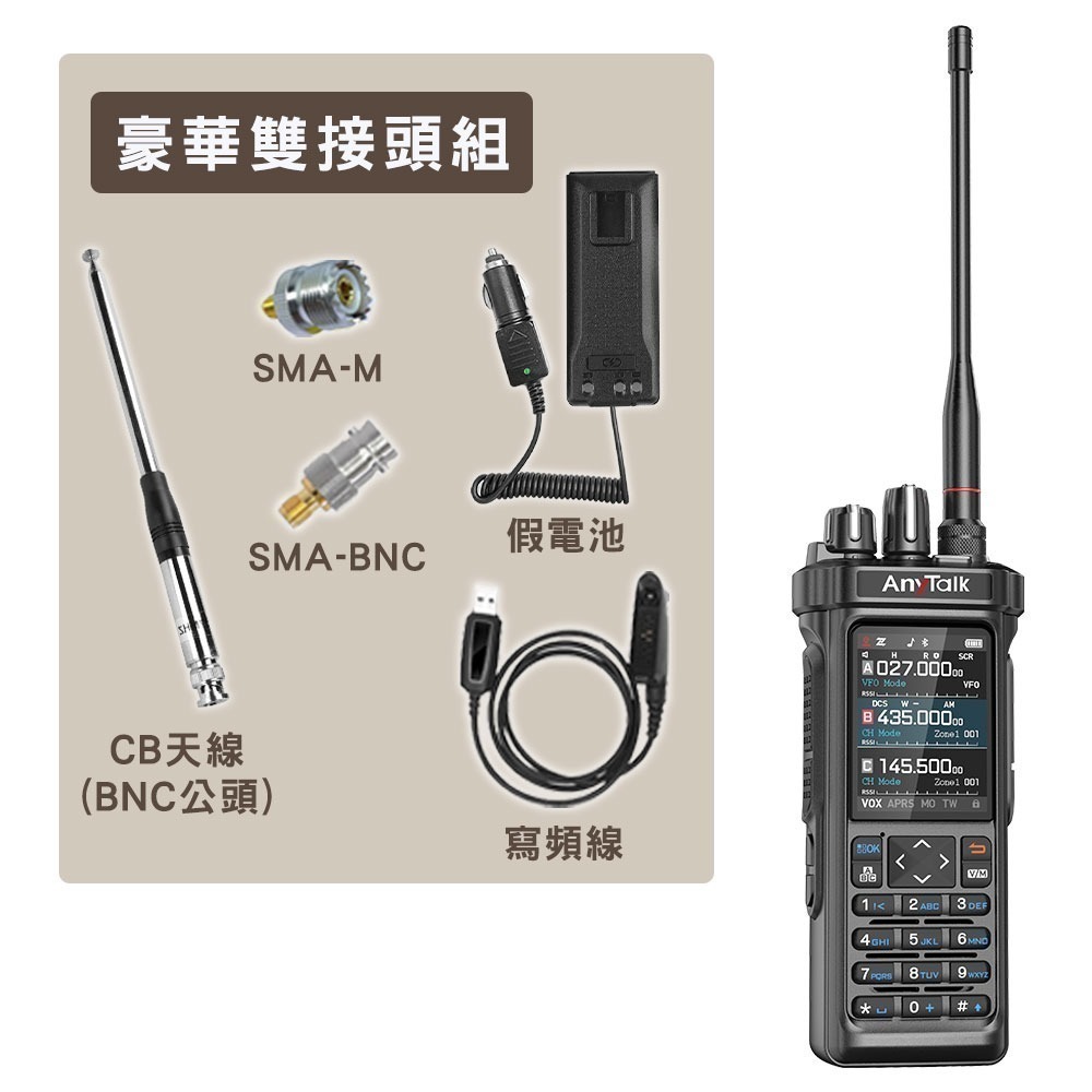 【AnyTalk】RT-950PRO 10W 三等業餘無線對講機 三頻段 航空 APRS GPS 一鍵對頻-規格圖8